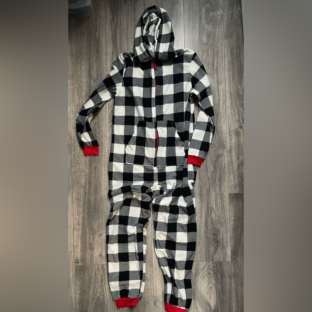 Plaid Kids Pajamas - Black and White
